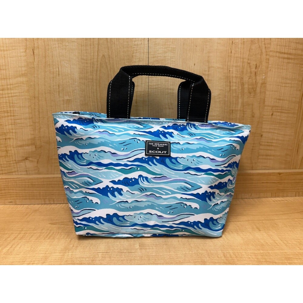 SCOUT X The Breakers Palm Beach Insulated Food Bag Blue White Ocean Wave Tote